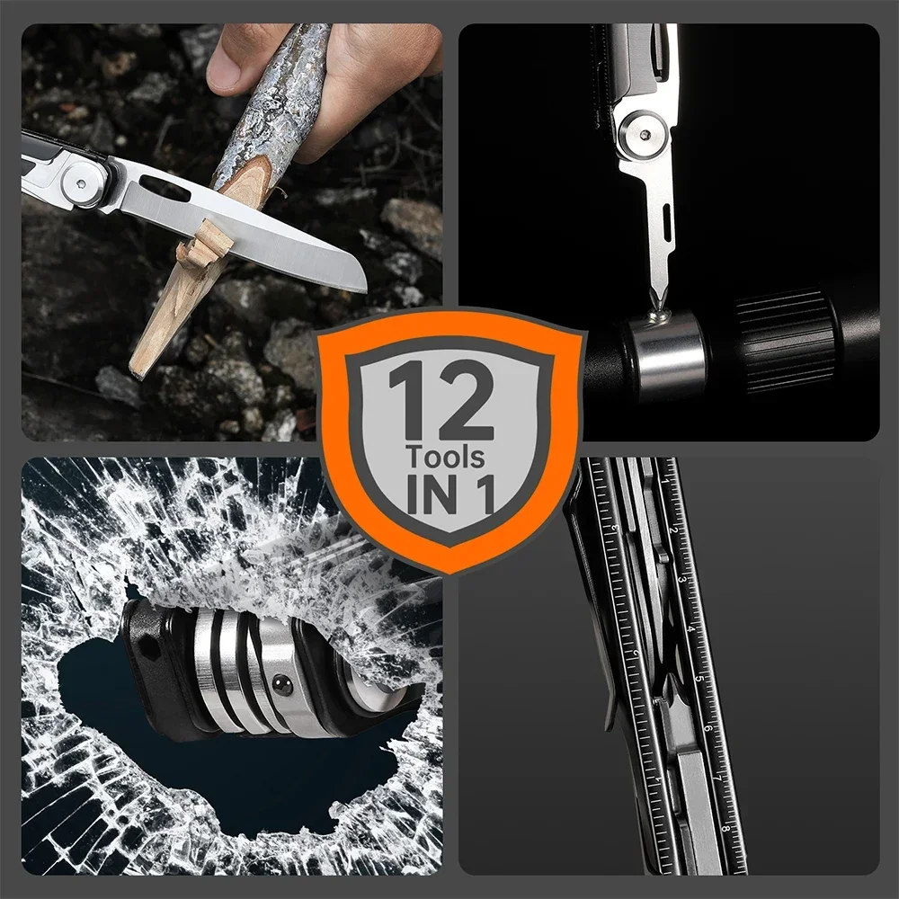 Imagem -04 - Nextool-multi-tool Folding Knife Canivete ao ar Livre Kit de Sobrevivência Tesoura Ferramentas Manuais Chave de Fenda Equipamentos Edc 12 em 1