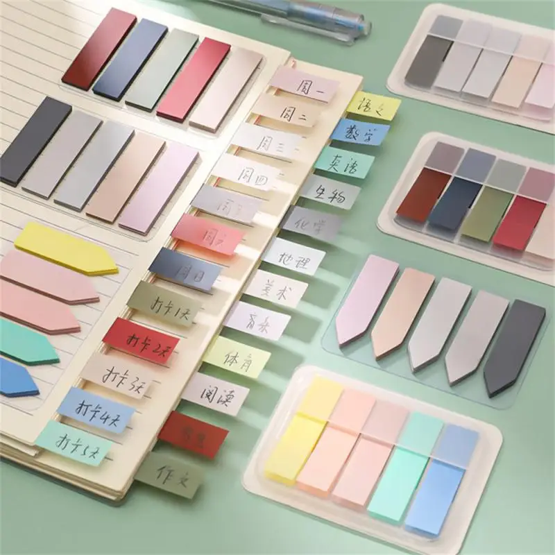 100pcs/set Self-adhesive Sticky Note Colorful PET Notepad Books Page Marker Label Index Sticker Bookmark Stationery Memo Pad