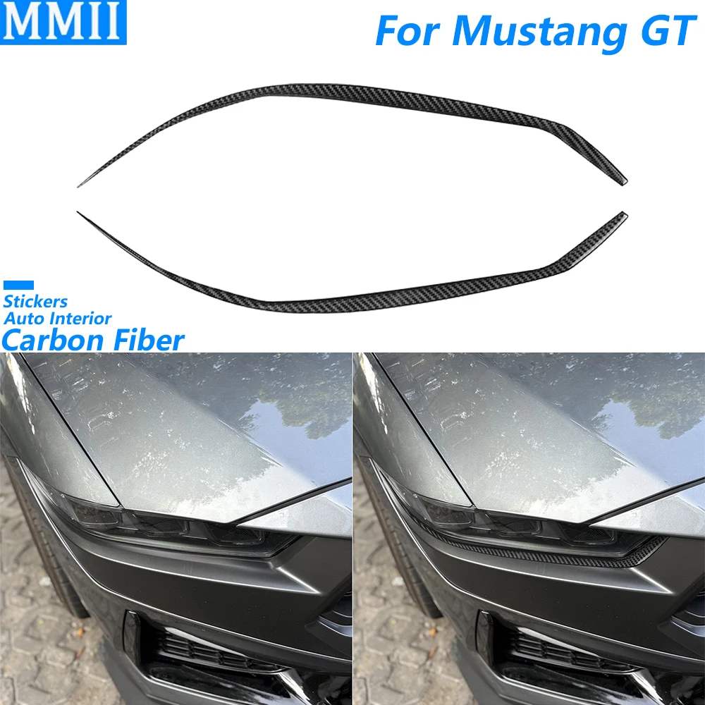 

Для Ford Mustang GT 2024 2025 из углеродного волокна, передняя фара, панель для бровей, декоративные полоски, автомобильные аксессуары, декоративная наклейка