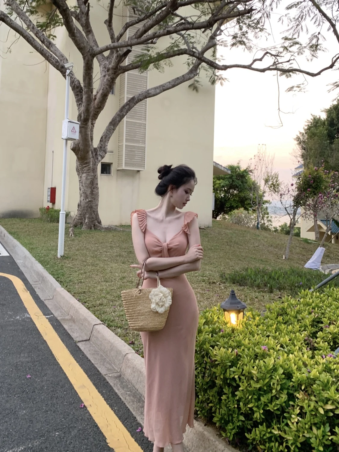 

Changmi Tang Pure Desire Peach: Сексуальные женские брюки с высокой талией из мягкой ткани, тонкий крой X-образной формы, красивые линии