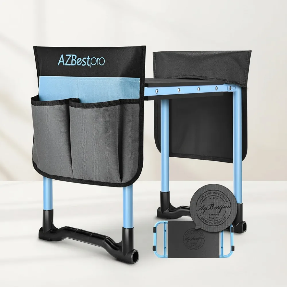 

Foldable Garden Kneeler Seat, 10" Wide Heavy Duty Gardening Stool with Tool Bags - Comfort for Knee Back Pain Relief