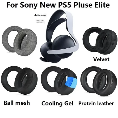 Imagen 2 del producto Almohadillas para auriculares inalámbricos Sony PS5 Pulse Elite/PlayStation5 Pulse Elite, orejeras de Gel refrescante de cuero/malla Premium