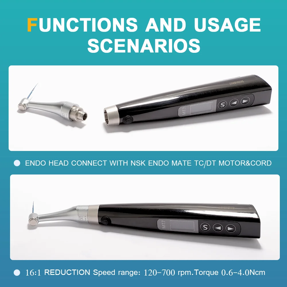 Redukcja 16:1 endomotorycznej AI-Endo-MT7 360 stopni z bezprzewodową inteligentną końcową głowicą endodontyczną z kolorowym ekranem OLED