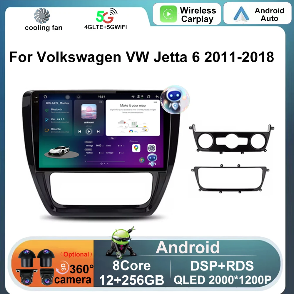 

Автомагнитола Carplay, 10 дюймов, Android 14, для Volkswagen VW Sagitar Jetta 6 Bora 2011-2018, 2Din, мультимедийный плеер, стерео головное устройство