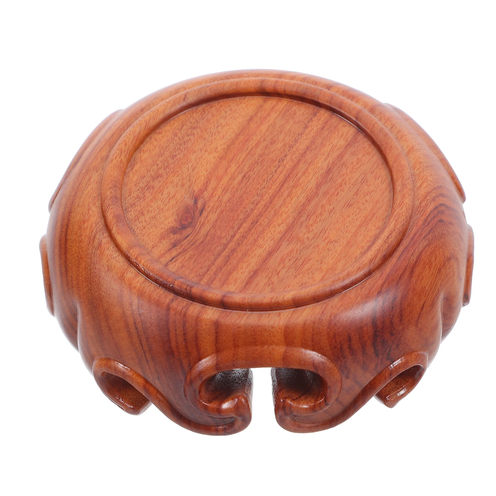 

Carved Round Base Small Wood Stand Garden Plant Riser Wooden Brown Potted Holders Flower Shelf Pedestal