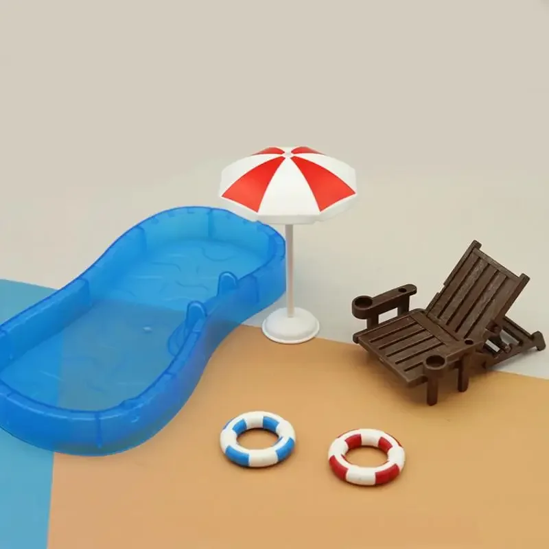 1Pcs Mini Blau Schwimmen Pool Modell Puppenhaus Miniatur Pool Szene Ornament Für Puppe Haus kinder Spielzeug Zubehör