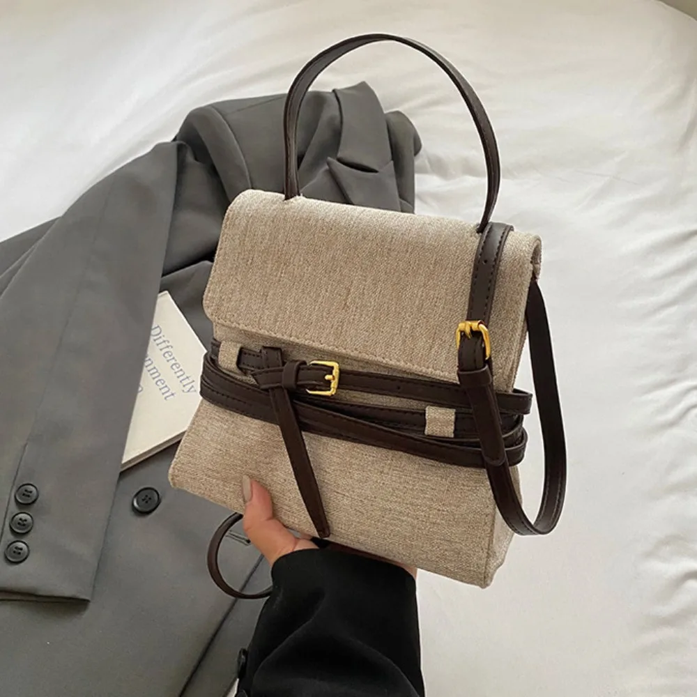 

Elegant Large Capacity Lady Flap Handbag Korean Style Cloth Strap Shoulder Bag Niche Design Vintage Retro Bucket Bag