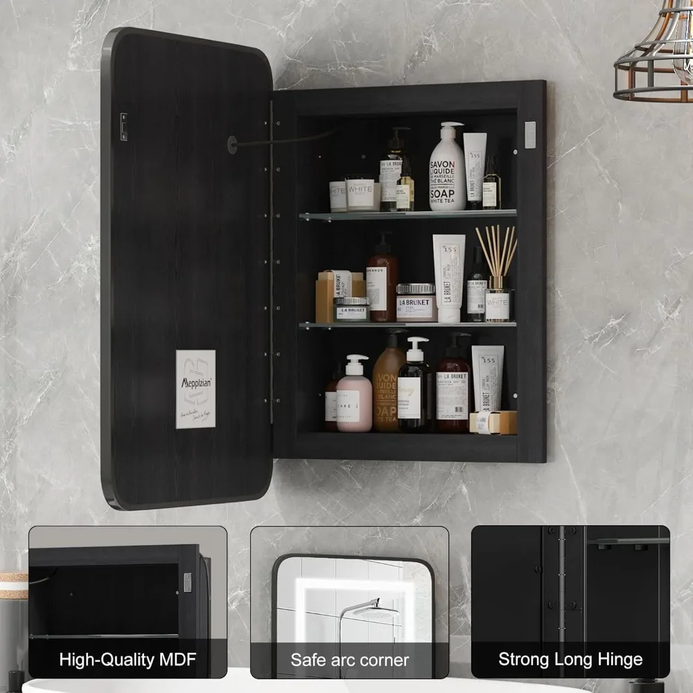 خزانة طبية مضيئة بإضاءة LED مع إضاءة 3 ألوان للحمامات