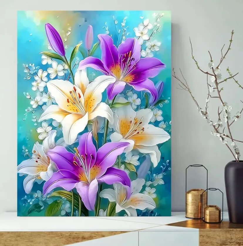 

9ct 60x80 см цветы лилии вышивка DIY наборы с принтом в китайском стиле вышивка крестиком набор для рукоделия домашний декор ремесла