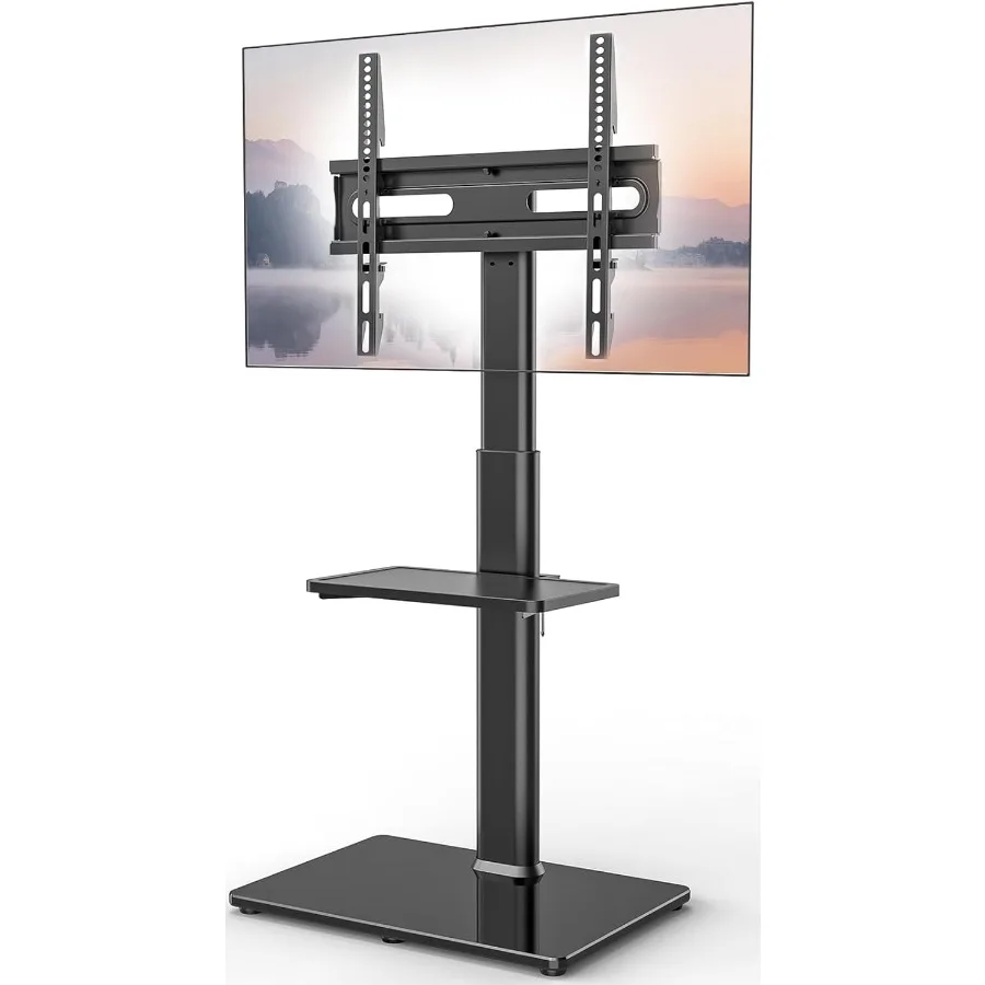 

Universal Floor TV Stand with 70 Degree Swivel and 9 Level Height Adjustable Features for Most 27 to 65 Inch LCD LED OLED TVs S
