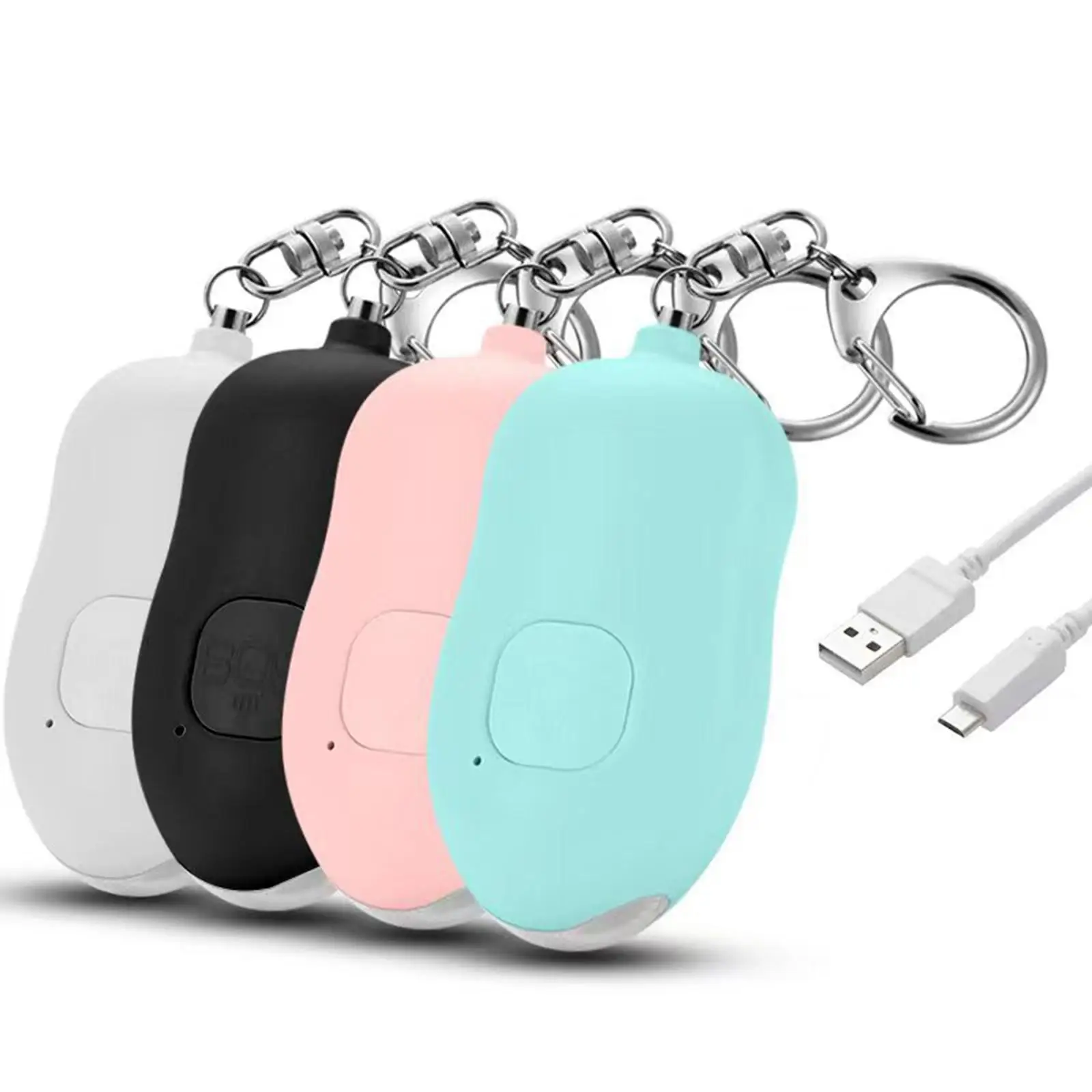 Personal Alarm Emergency LED Flashlight Quick Charging Whistle Security Alarm Keychain for Night Running