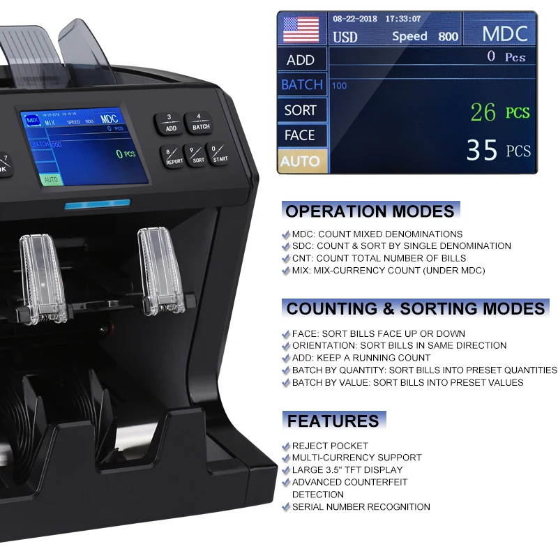 TLF счетчик денег двойной 2CIS многофункциональный счетчик ценностей смешанная номинальная машина для сортировки банкнот детектор денег