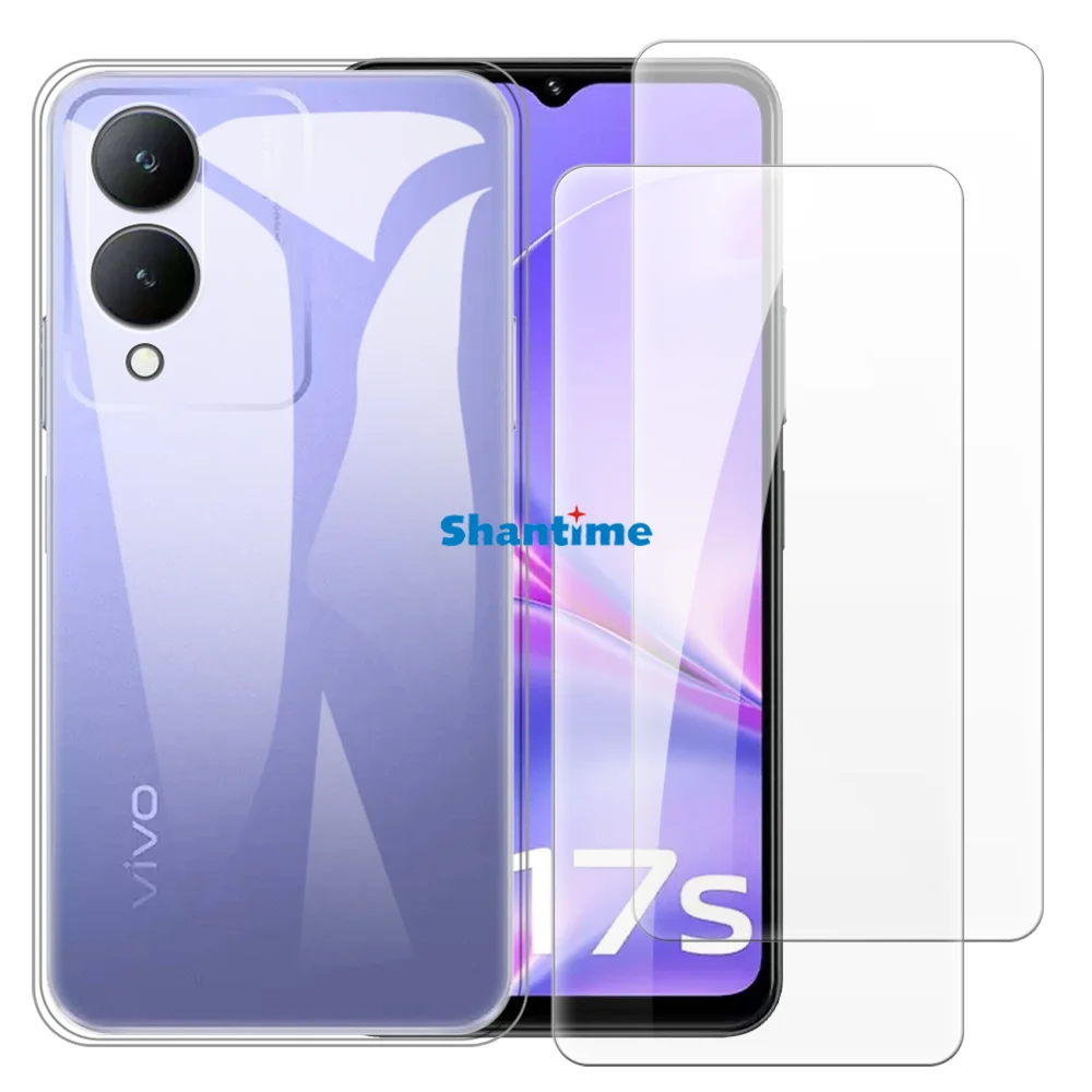 Soft Case + 2 Pack Tempered Glass Screen Protectors for Vivo Y17S 4G, Y36i 5G, Y28 5G V2315, Y12 4G V2317A,Y36 5G China,Y36M 5G