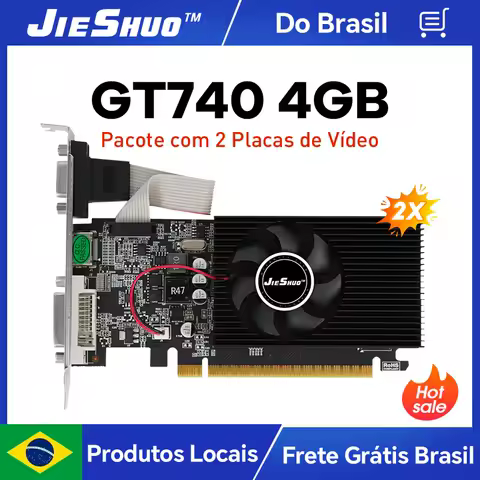 Jieshuo NVIDIA GT 730 4G * 2 gt740 4g placa gráfica de vídeo GPU DDR3 de 128 bits (3 modelos disponíveis) jogos de mesa de computador e escritório