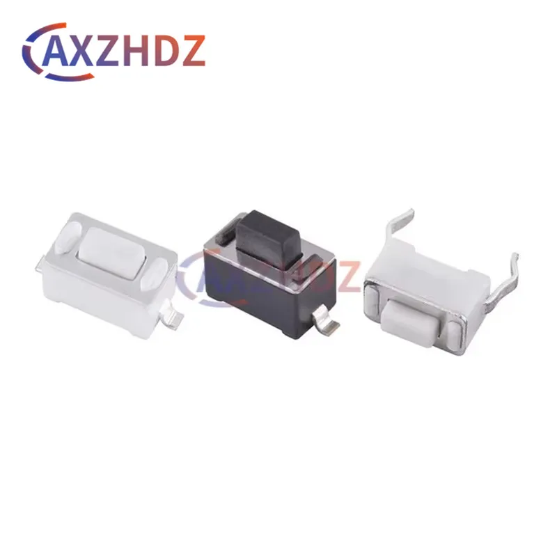 

100PCS 2Pin SMD DIP DC12V 50mA 3X6X4.3/5MM Tact Switch Push Button Touch Micro Switch 3*6*5mm White Button