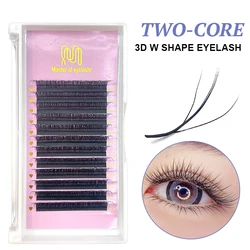 New Fairy 3D Thick W Shape Easy Fan 5D Lashes Extensions, 12 Rows Y Style, Natural Soft, Wholesale