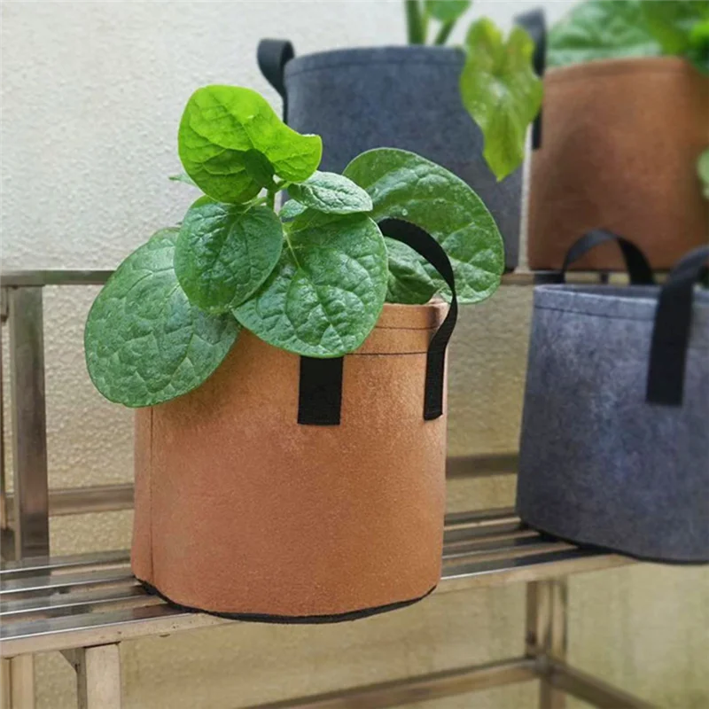 MAKE-Heavy Duty Fabric Pots, Vegetable/Flower/Plant Grow Bags, Thickened Non-Woven Fabric Pots With Handles (5 Gallons)