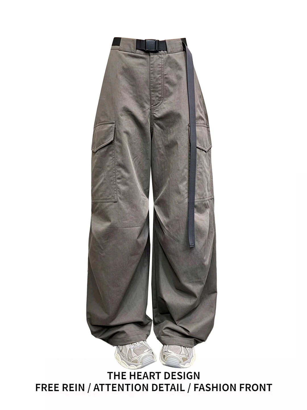 

High Waist Loose Wide Leg Casual Pants Women's Grey Green Workwear Summer 2026 Floor Length Trousers Fashionable Design