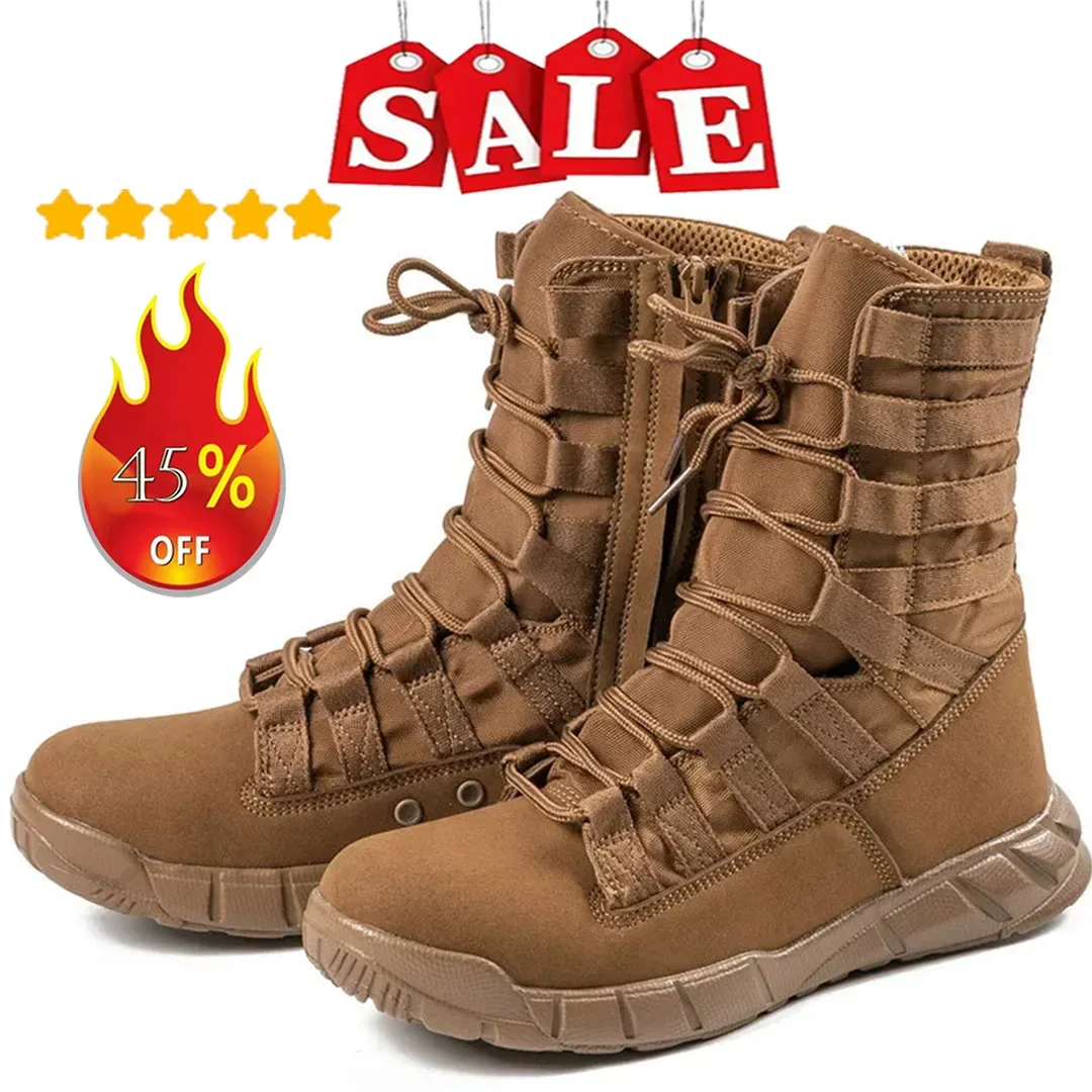 

Lightweight Tactical Boots Men Outdoor Hiking Desert Shoes Breathable Combat Boots Comfort Male Jungle Ankle Shoes