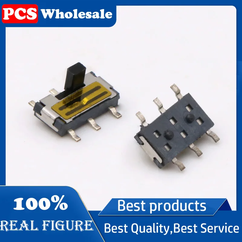 MST-22C02T MINI Mini Toggle switch with yellow film small 6-pin 2-speed vertical patch slide switch with slot