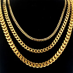 New Style Stainless Steel Cuban Chain Gold Black Color Fashion Hip Hop Men And Women Necklace Jewelry