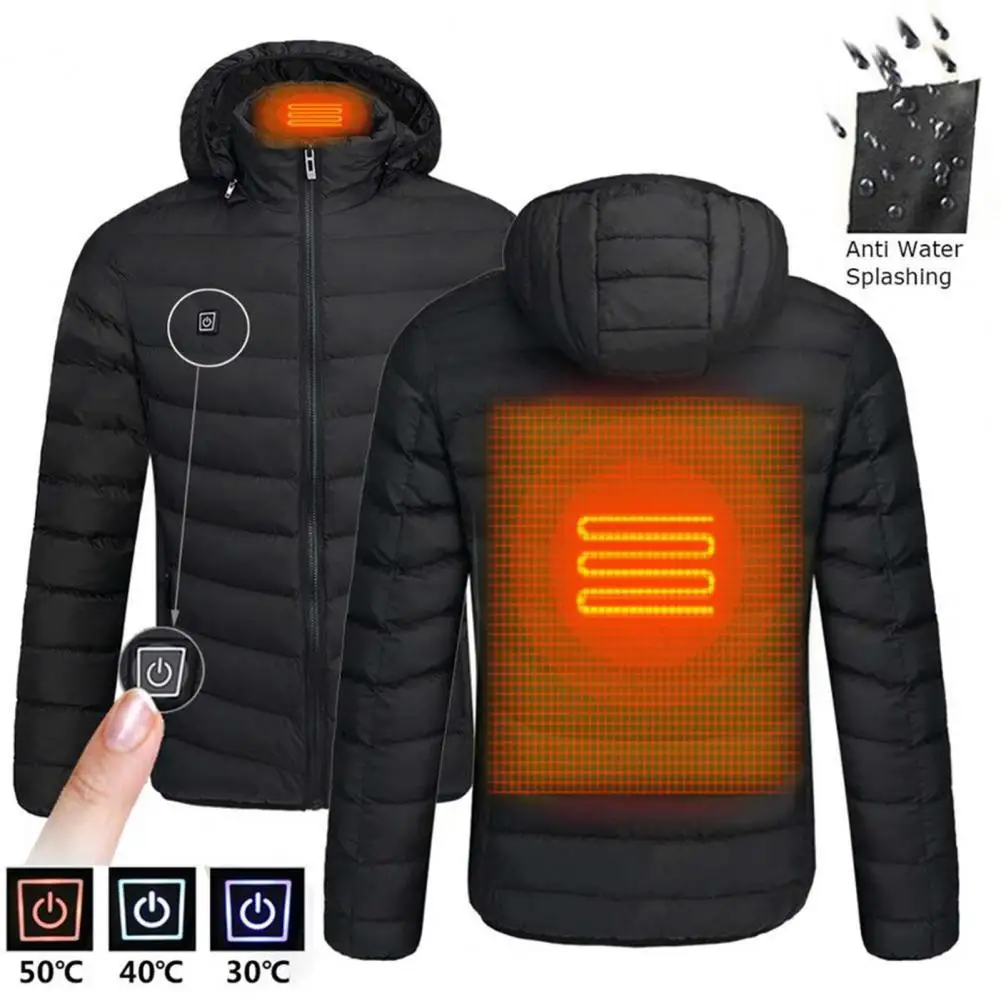 Heating Jackets Men Winter Warm USB Smart Thermostat Hooded Heated Clothing Waterproof Warm Jackets Vest