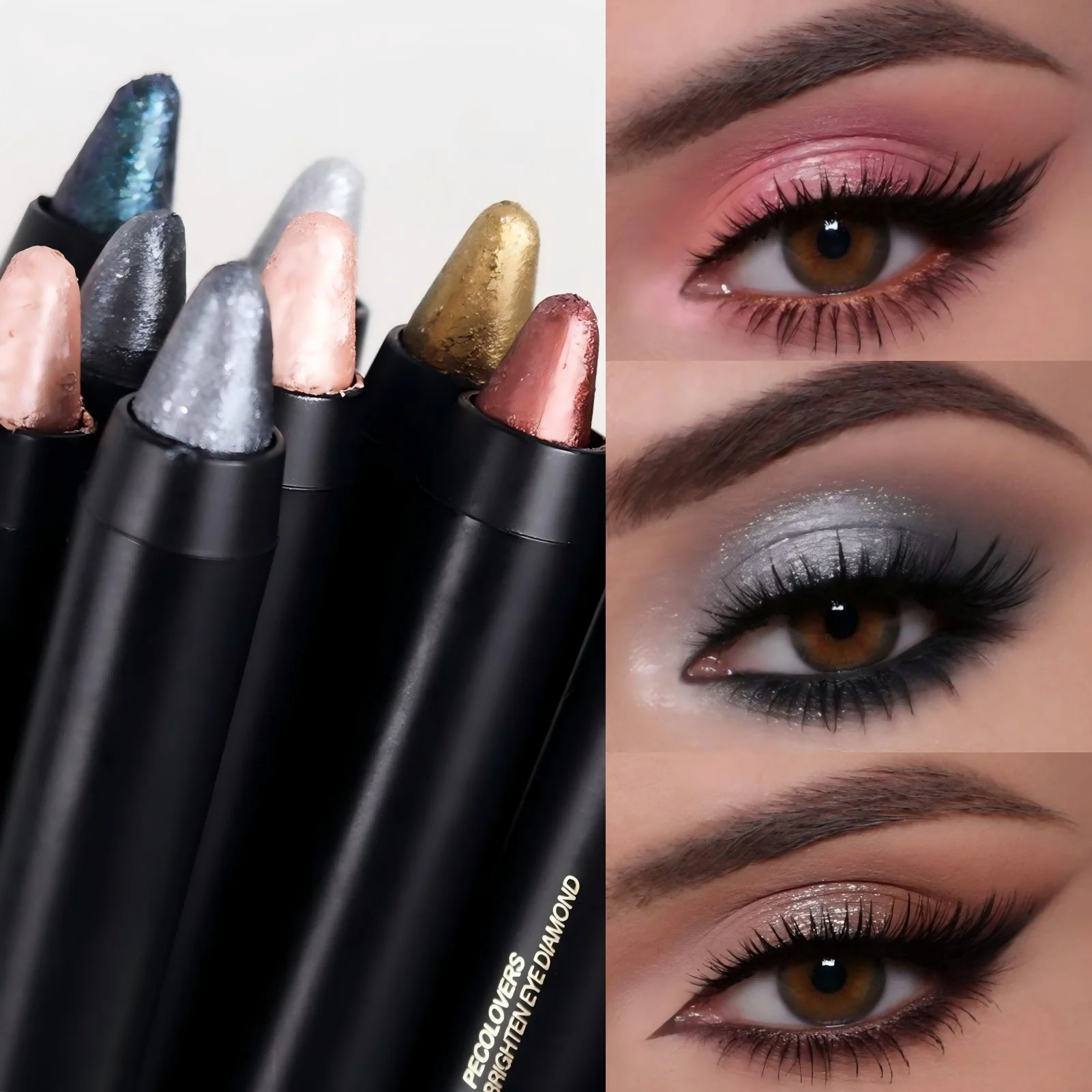 アイシャドウヘッドとブラシヘッドを備えたダブルヘッドデザイン、グリッター、シマーアイシャドウメイクアップの長持ちする高色プレゼンテーション