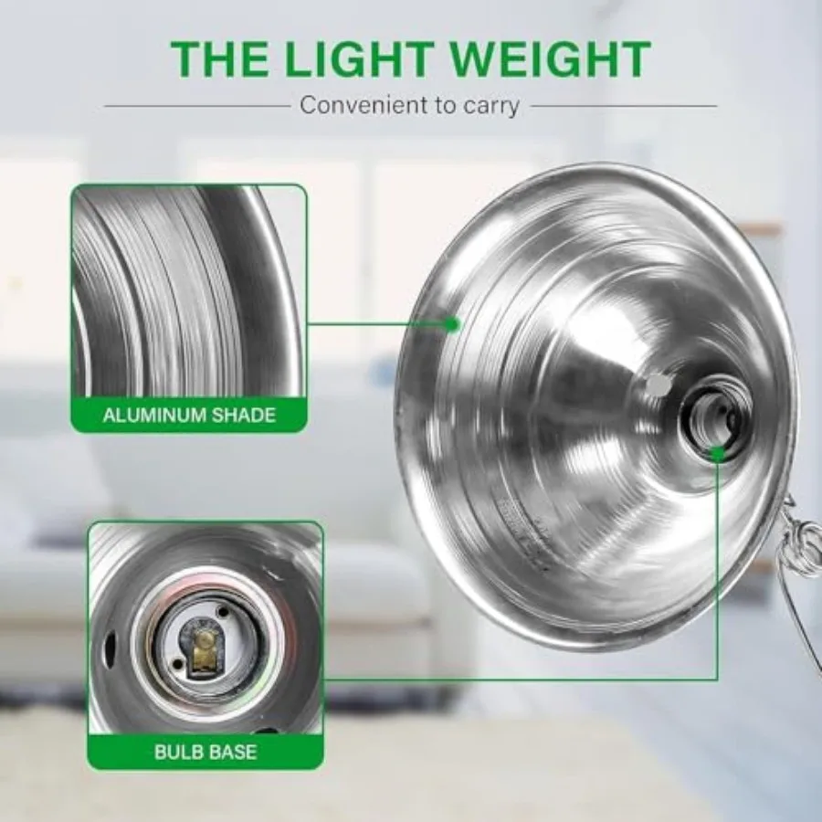 Clamp Lamp Light Socket with Aluminum Reflector, Suit for Max Watt Lamp No Bulb cluded with 18/2-Gauge 6 Feet Cord - view 3