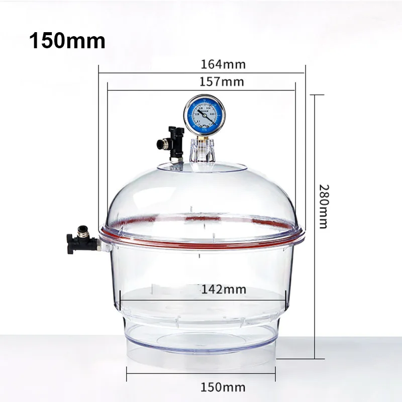 Plastic Vacuum Dryer Laboratory Drying Dish Drying Oven Transparent Vacuum Storage Tank Vacuum Tank With Negative Pressure Gauge