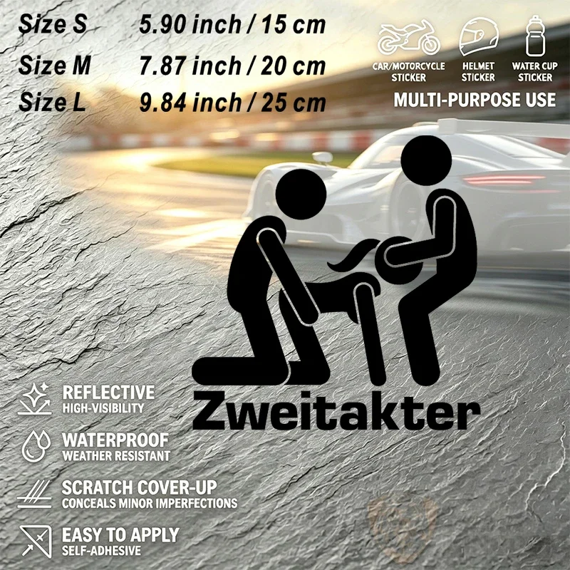 1pc Zweitakter Two Stroke Vinyl Sticker, Waterproof Decal for Car Window Bumper Motorcycle DIY Exterior Styling Decor
