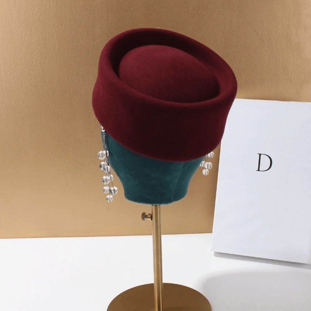 جديد الصلب الأعلى ورأى الصوف القبعات مقعر الأعلى البريطانية الرجعية خمر قبعات فيدوراس الزفاف الفاسناتور القبعات الأحداث الرسمية #2