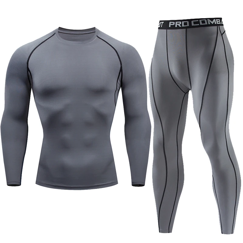 

Men's Running Set Gym Jogging Thermo underwear xxxxl Second skin Compression Fitness MMA rashgard Male Quick dry Track suit