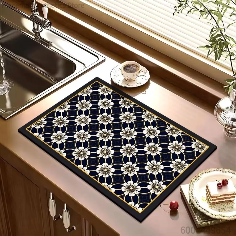 Kitchen Countertop Draining Mat Washbasin Diatomite Water-Absorbing Pad Bar And Dining Table Heat Insulation Rug Decor