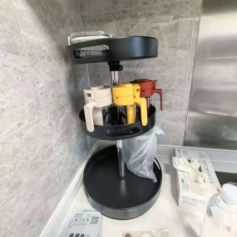 

360° Rotating Spice Rack, Anti-Wear Kitchen Seasoning Organizer, Easy-Clean Oil and Salt Storage Tray for Kitchen Use