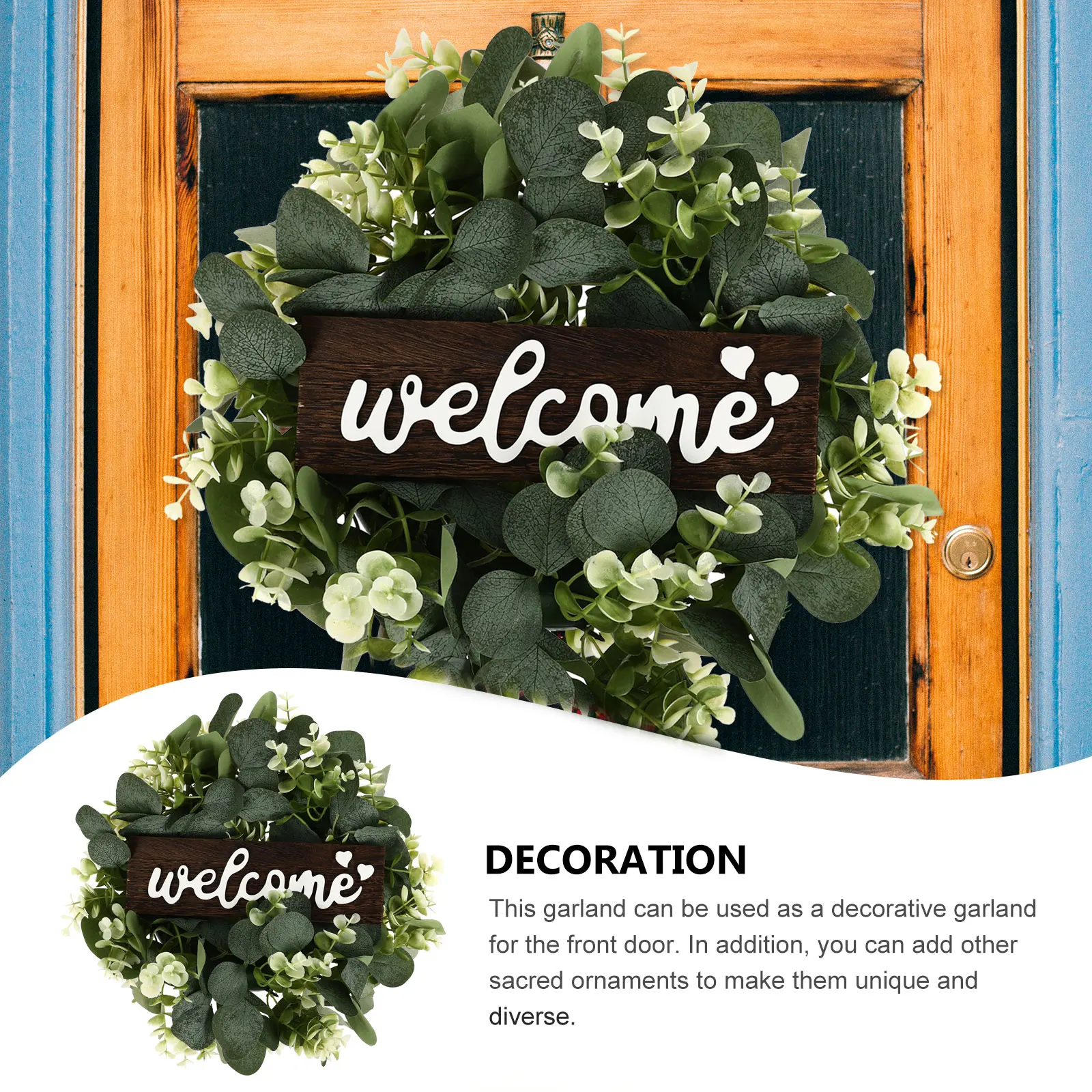 

American Style Premium Plastic Wood Creative Emulation Leaf Design Door Hanging Wreath Home Garland Decorative Pendant For Party