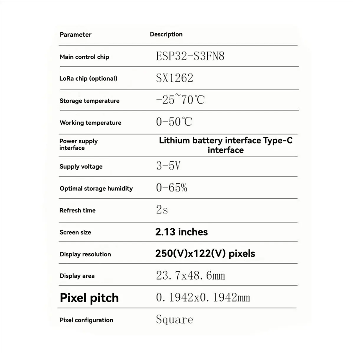 A26Z 915Mhz Vision Master E213 Meshtastic 2.13 Inch Black White LoRa E-Paper Monit