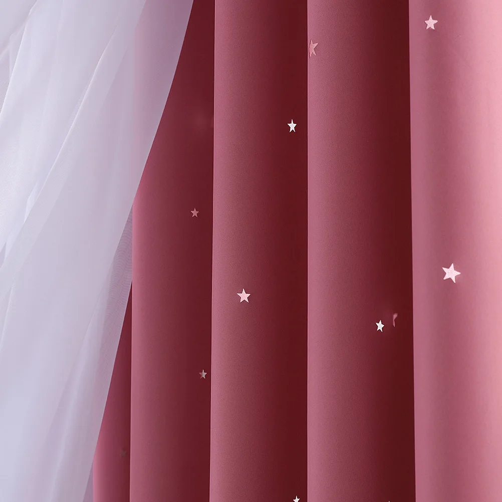 

1Pcs Pink 200x100cm Stylish Double Layer Blackout Curtain Decorative Window Curtain for Home Living Room Bedroom