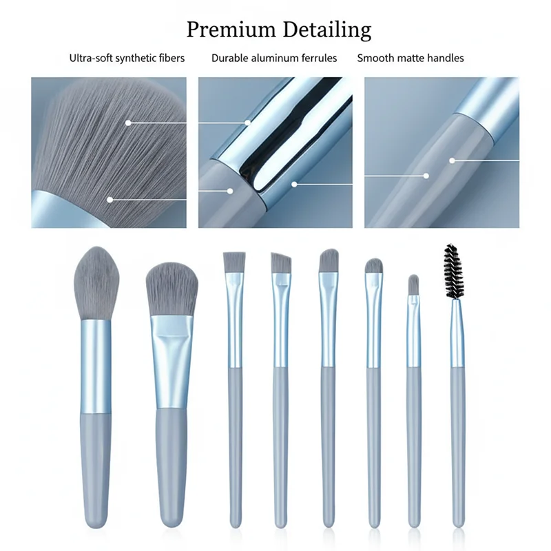 9Pcs Soft Fluffy Makeup Brushes Set: For Foundation, Blush, Powder, Eyeshadow & Kabuki Blending – Ideal Cosmetic Beauty Tools.