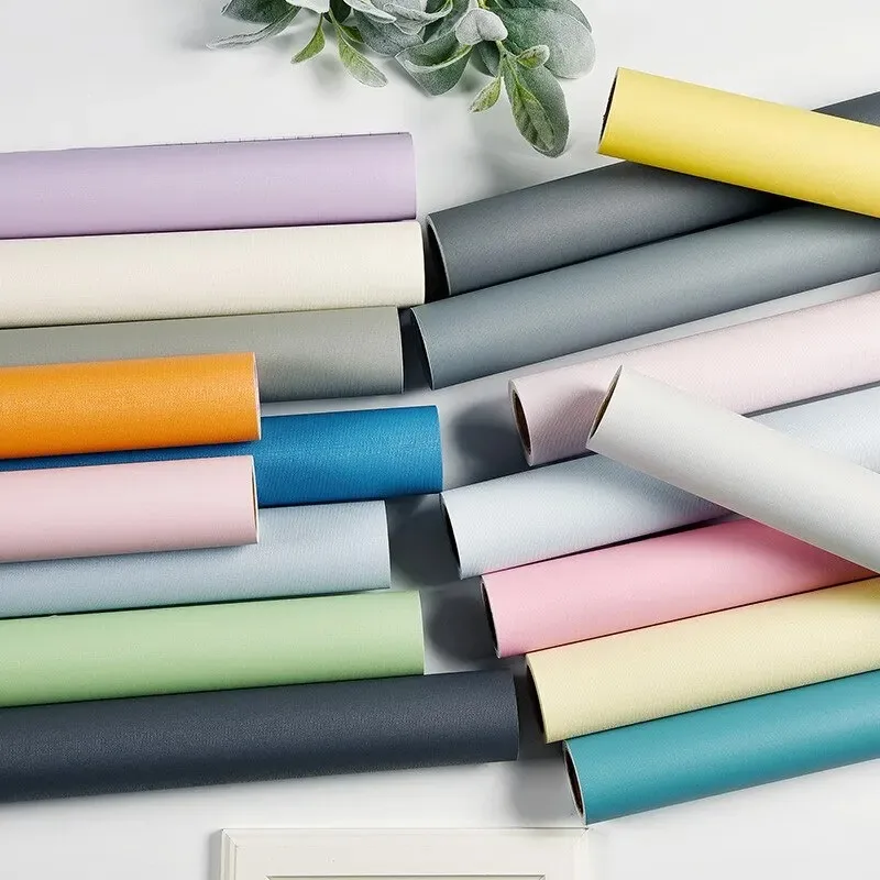 PVC Macaron Solid Color Self-adhesive Wallpaper for Bedroom and Dormitory Renovation Waterproof and Mildew Proof Paper Home