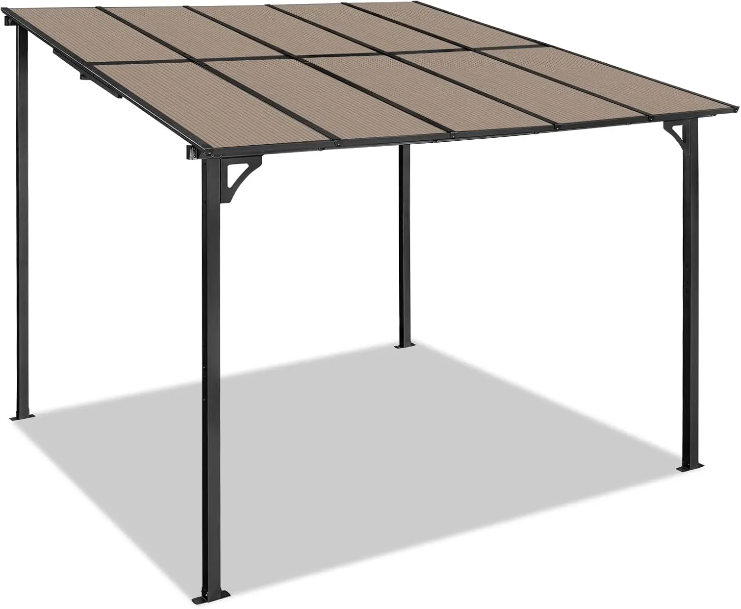 10X10 Outdoor Wall-Mounted Pergola, Water-Resistant Inclined Roof Covers, Sun Shade Canopy Garden Pergola, Outdoor Patio