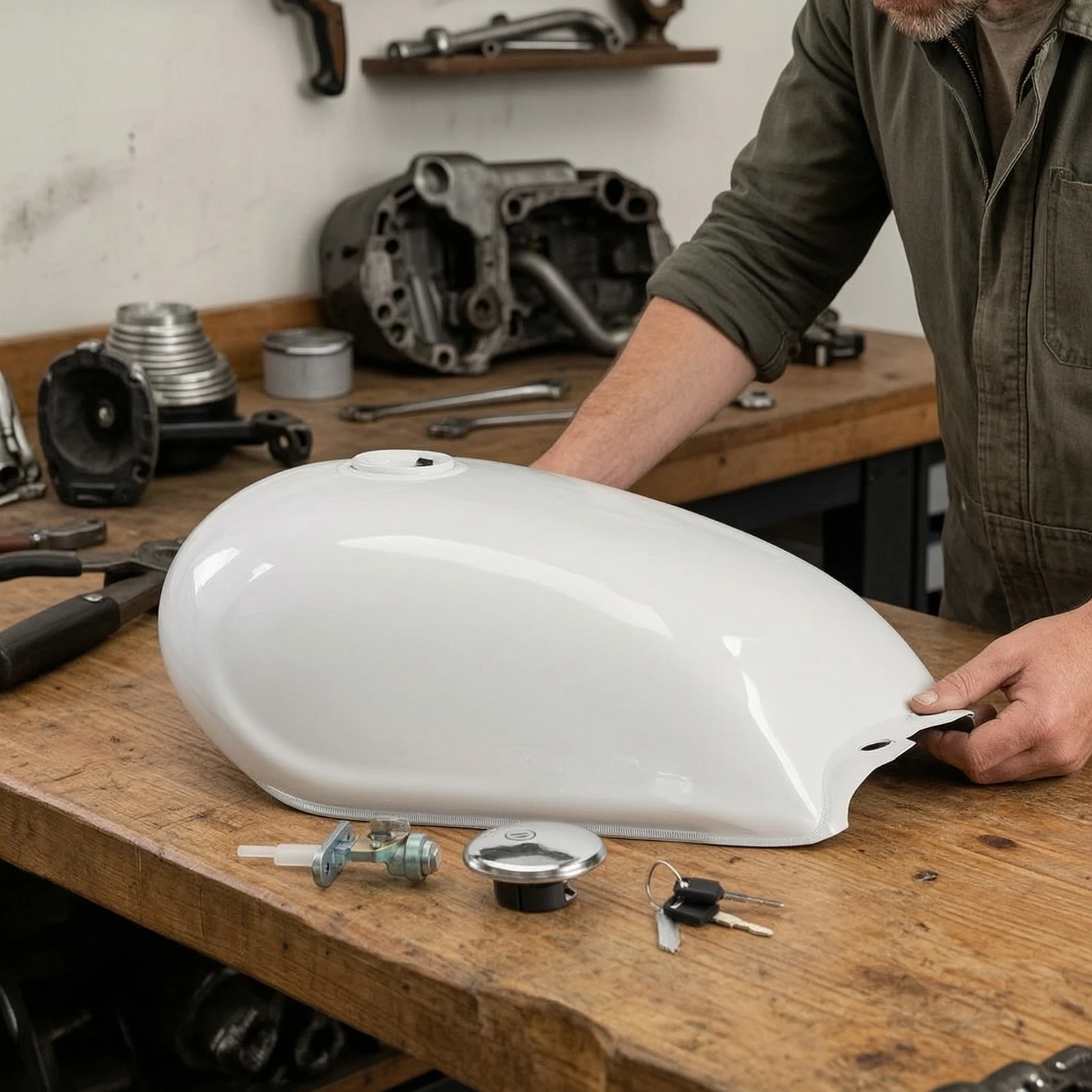 

GN125 Fuel Tank Sturdy Motorcycle Fuel Tank with Cap Gas Cap with Keys Practical Scratch-Resistant for Café Racer Conversions
