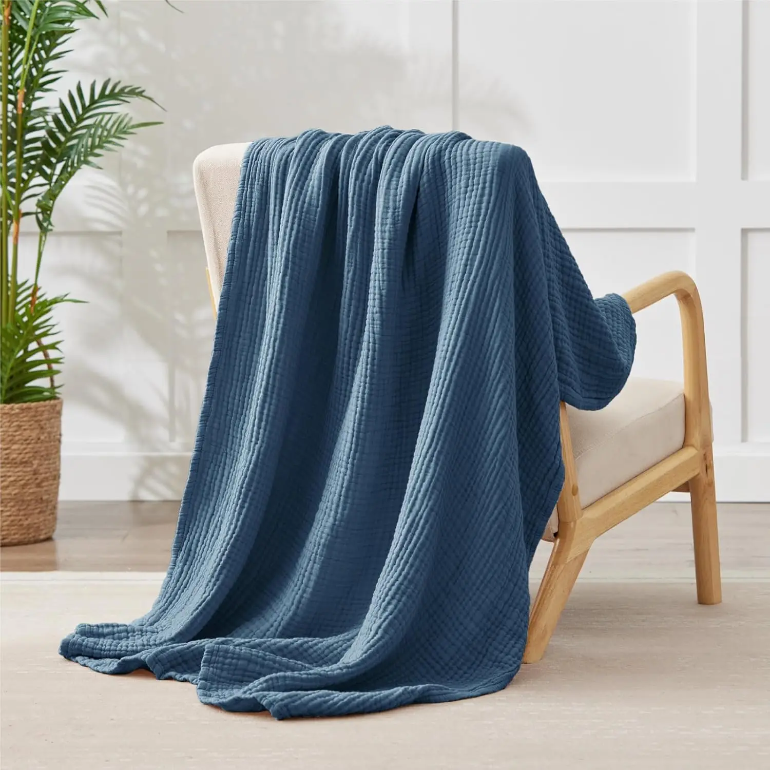 

100% Cotton Muslin Blanket,6 Layers Breathable and Lightweight Cotton Throw Blanket for Bed and Couch,Gauze Blanket for Adults