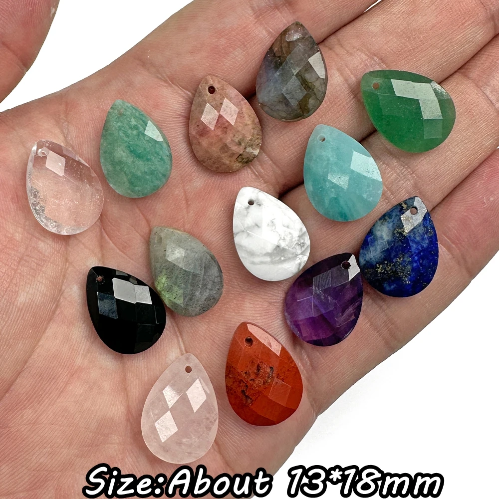 2Pcs Natural Water Drop Stone Pendants Healing Yoga Faceted Gems Pendant for DIY Handmade Making Necklaces Bracelet Earrings