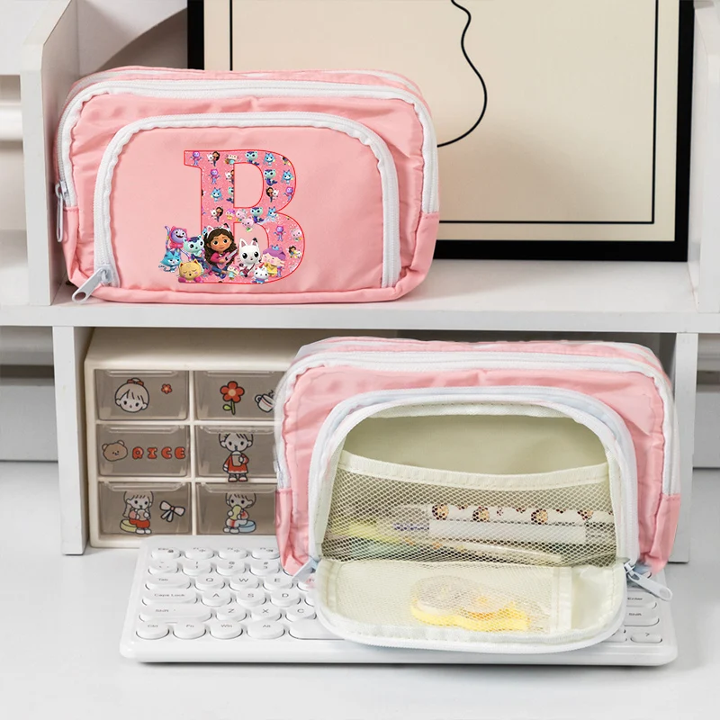 

Gabby Dollhouse Large Capacity Pencil Case Boys Girls Kawaii Fashion Pen Pouch Anime A-Z Letter Pencil Bag Stationery Box Gifts