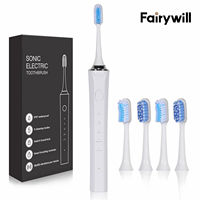 Fairywill OMT08 Sonic Electric Toothbrush Rechargeable Timer Brush 5 Modes Fast Charge Tooth Brush 4 Brush Heads for Adults
