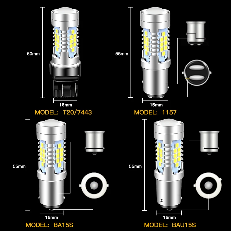 2 Stück 30-SMD T20 7440 W21W W21/5W 7443 1156 Ba15s P21W Bau15s PY21W 1157 LED-Signal-Bremsstopp-Rückfahrlichtbirne, bernsteinfarben, weiß