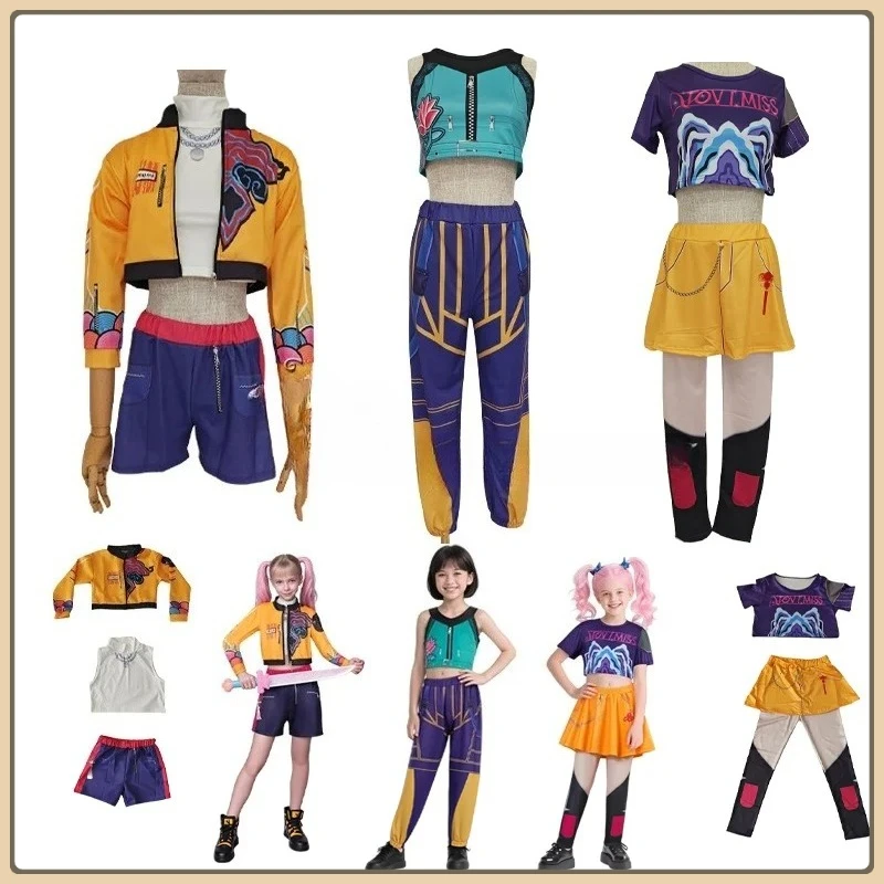 

2025 anime Kpop Demon Hunter Cosplay Costume Mira Rumi Zoey Cosplay Girls Style Kids Stage Performance Clothes Halloween