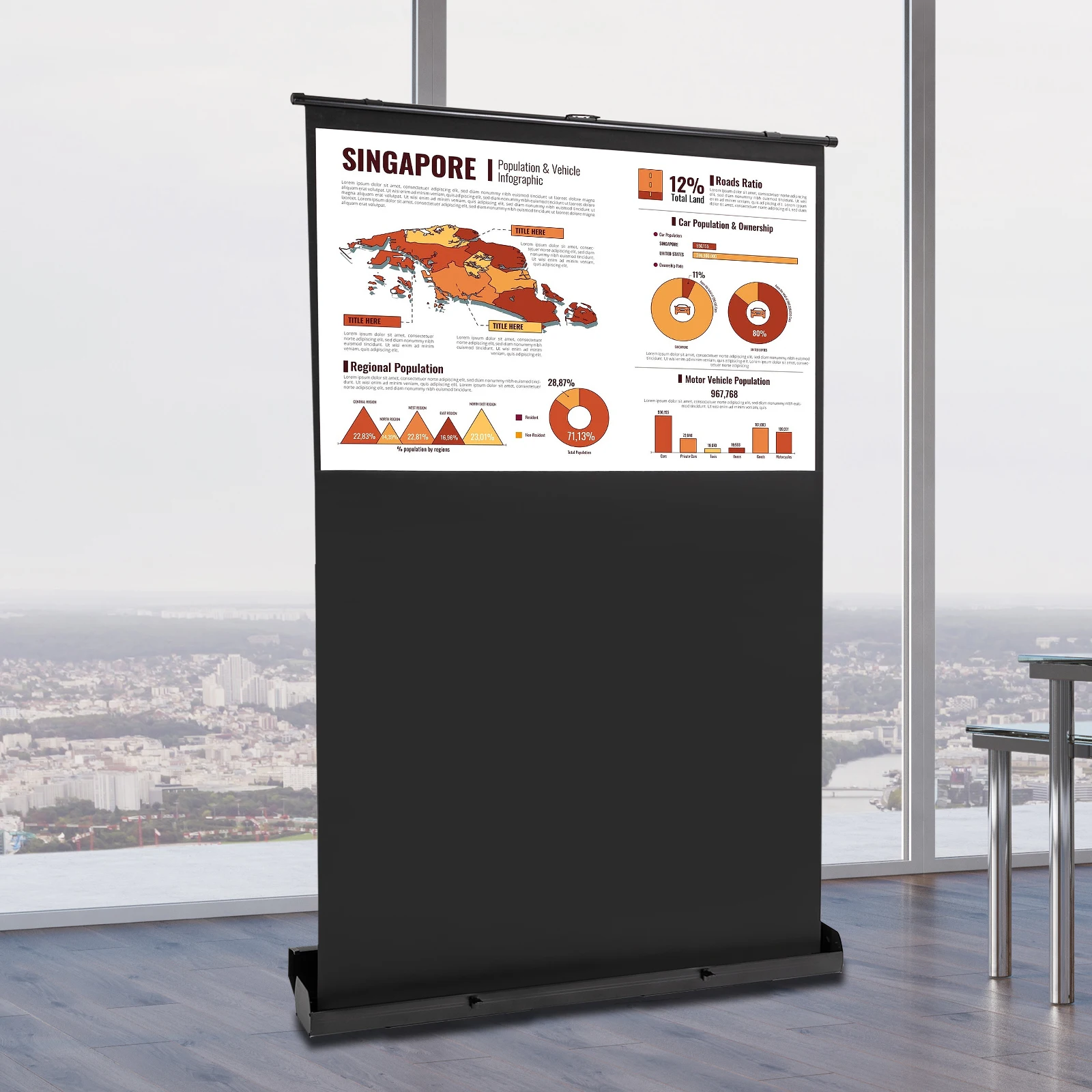 Pull-Screen-Projektion auf dem Boden um 60" 16:9 Pull-up-Projektionsleinwand Tragbare Projektionsleinwand zum Teilen von HD-Aufnahmen – Detail 12