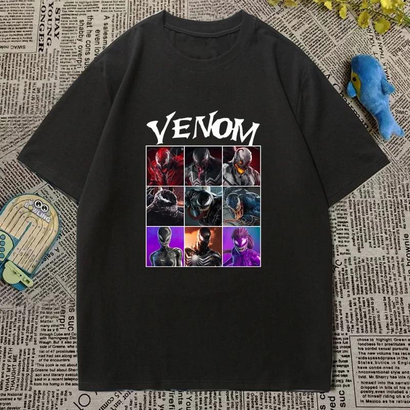 تي شيرت Marvel 2026 مرخص من Marvel Venom 3 بأكمام قصيرة مطبوع عليه Spiderman مريح مقاس كبير للرجال والنساء بأكمام قصيرة #1