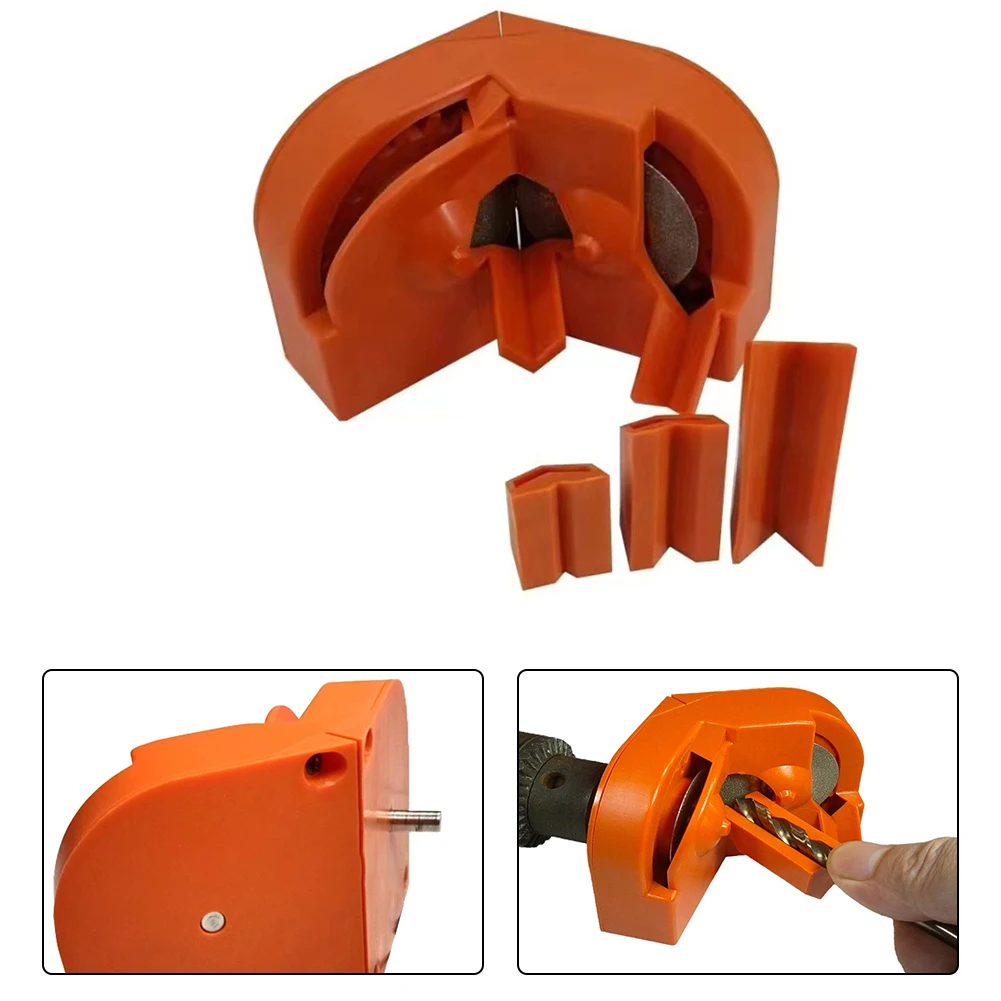 

DIY Projects Double-side Drill Sharpener Drill Bit Grinding Tool Kitchen Slicer Sharpener Orange Color Three Drill Bit Holder